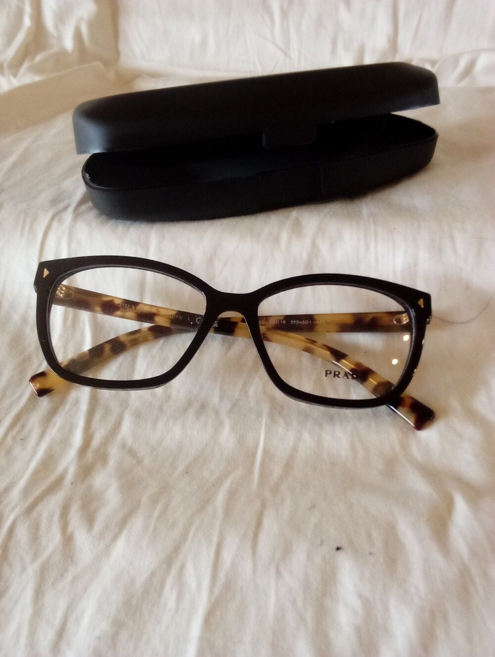Prada PR 15ZV 3891O1 Black Havana Cat Eye Eyeglasses 55mm - Picture 1 of 2